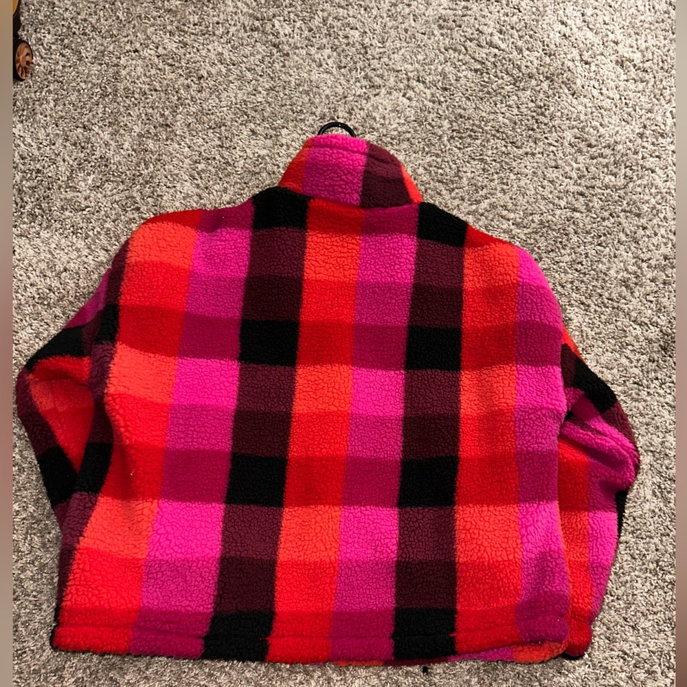 Target Women's Plaid Teddy Jacket in Red and Pink - Picture 2 of 2
